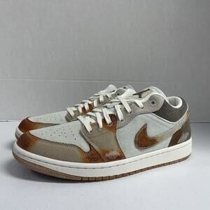 Air Jordan 1 Low Sail Light Bone IM6664 991 Size 10 Distressed Brown Orange Shoe